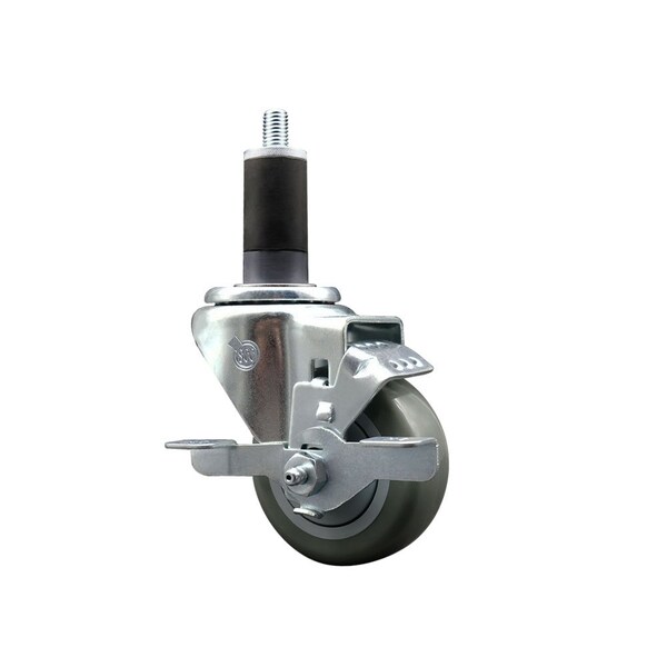 Service Caster 3'' SS Gray Poly Swivel 1-1/4'' Expanding Stem Caster with Brake SCC-SSEX20S314-PPUB-TLB-114 - main